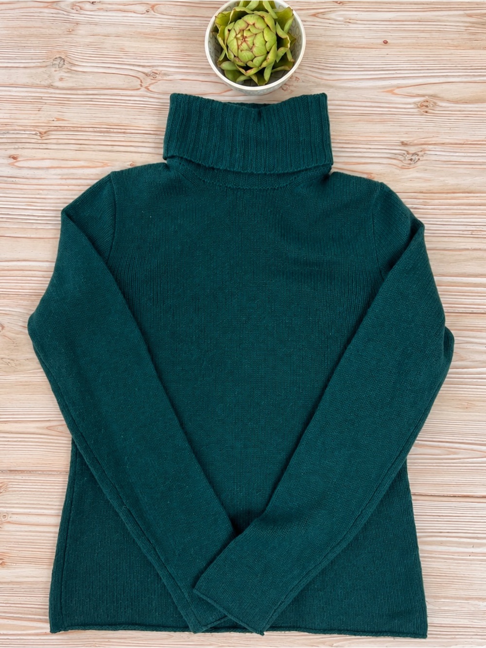 J.Crew 100% Cashmere Deep Green Turtleneck Sweater Medium